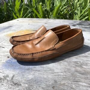 Clarks Collection Tan Leather Slip-On Men's 9.5 Loafer Comfort Casual Shoe 940